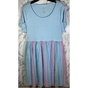 Wonder Nation Girls blue oxygen tutu dress Size XL (14-16)  plus Short Sleeves